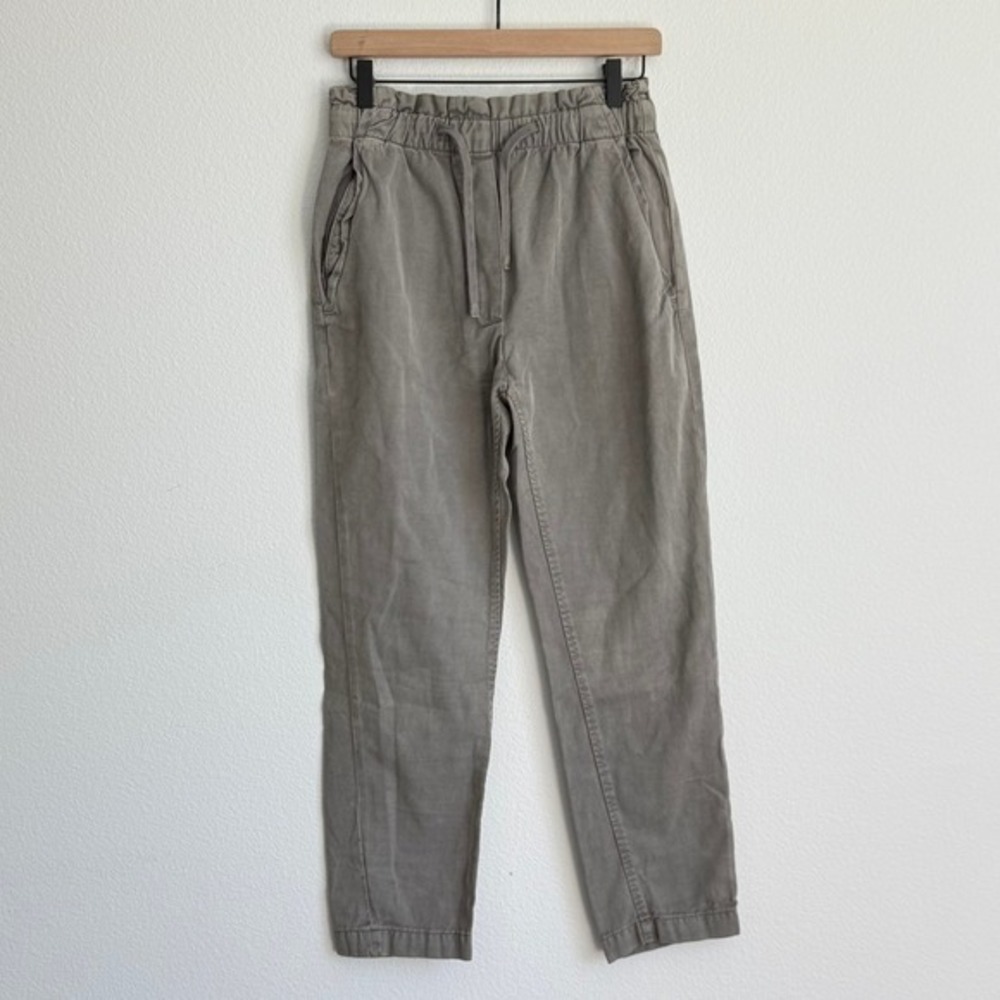 Zara Paperbag Tapered Pants XS Olive Gray Gorpcore Utility High Rise Drawstring